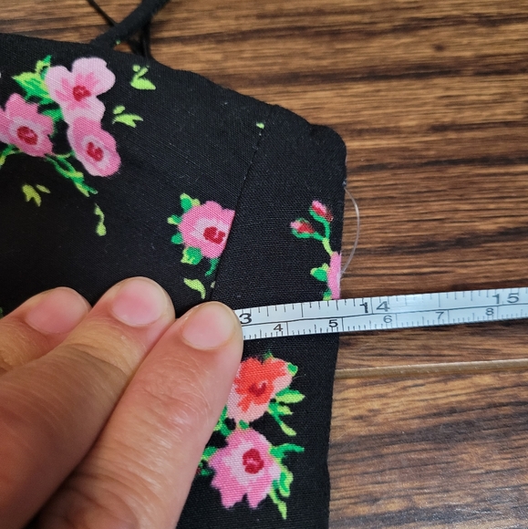 ZARA NEW Black Rose Floral Prints Cropped Top Spaghetti Straps Size Zipper XS-S - Picture 14 of 15